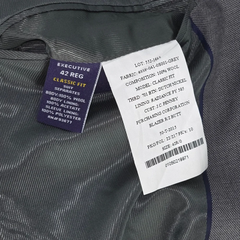 Stafford Mens 42R 100%‎ Wool Gray Crosshatch Sport Coat Blazer Jacket Corpcore